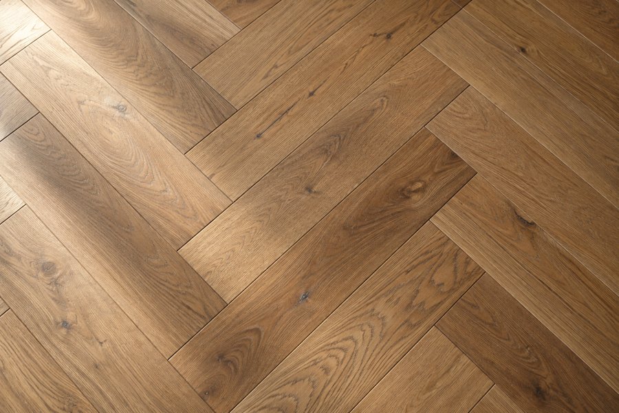 Oak herringbone wooden flooring